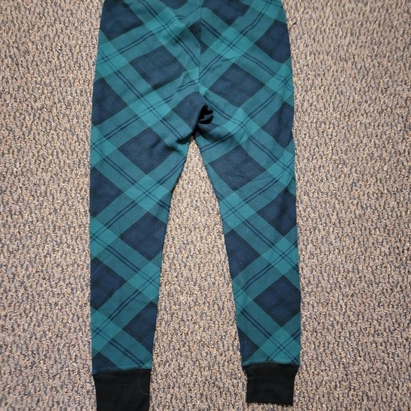 Old Navy Green Blue Plaid Thermal Knit Pajama Pants Sleep Legging Women L - Picture 12 of 15